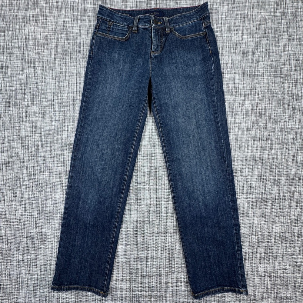Talbots Heritage Jeans Womens 4 Petite Blue Straight Leg Stretch Cotton Denim